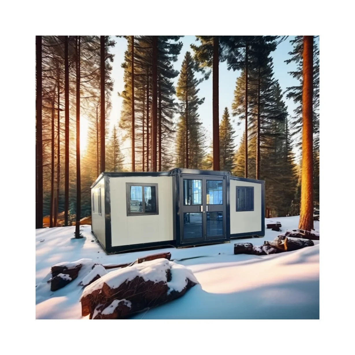 Luxury Modern Prefabricated Mobile Folding Home Double-Wings Bi-Plane Room Design for Construction & Real Estate
