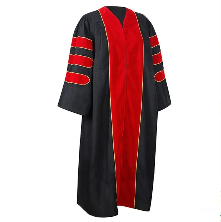 2022 Wholesale Unisex Deluxe Colorful Doctoral PHD Graduation Gown Doctoral Graduation Robes PHD Graduation Gown Hood