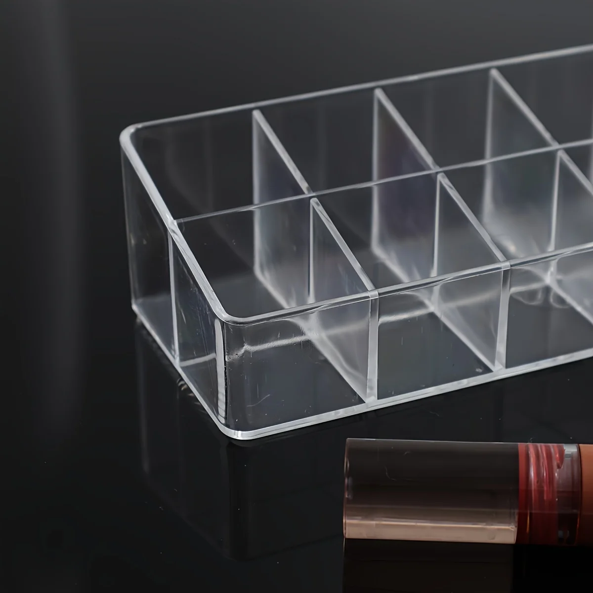 TS Hot Sale 12 Grid Desktop Makeup Organizer Transparent Acrylic Lip Gloss Holder Desktop Lipstick Storage Box