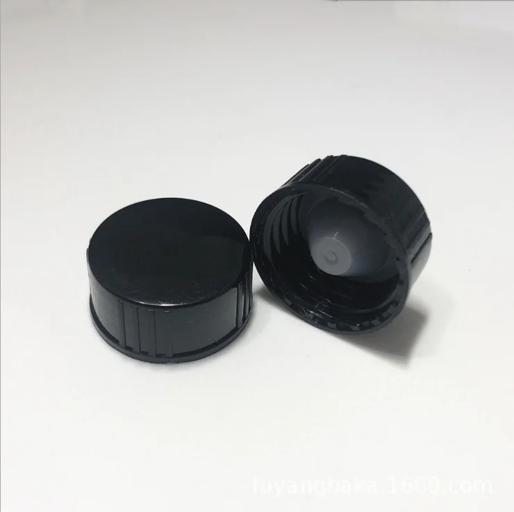 24/400 Black Imitation Bakelite Plastic PP Cap With Inner Plug for Cosmetic Essential Oil Bottle Screw Cap Supplier