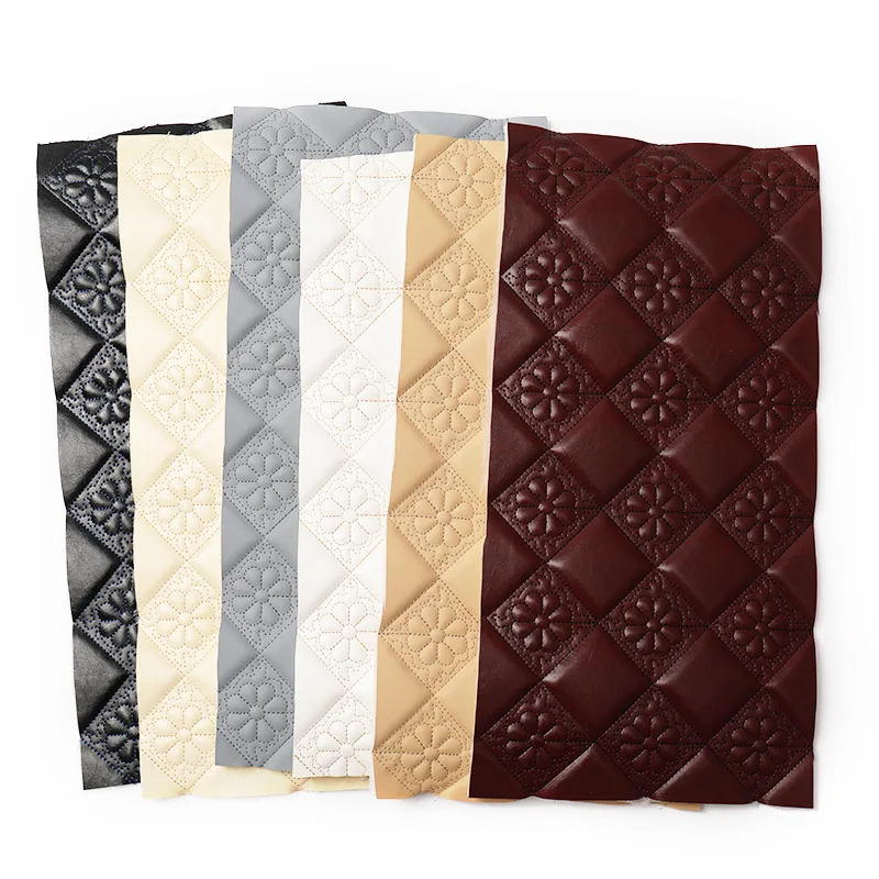 Wholesale Factory Price Car Interior PVC Leather Materials Roll Embroidered Sponge Leather For Seat Cover