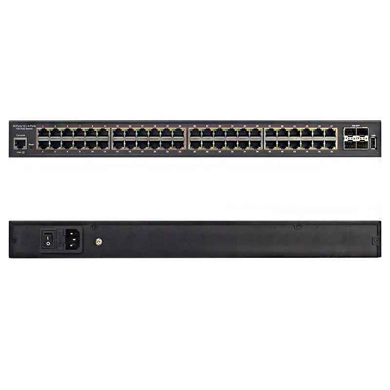 2023 New Item 800W Gigabit PoE Switch 48Ports + 4 10Gbps SFP Ports Managed Network Switch