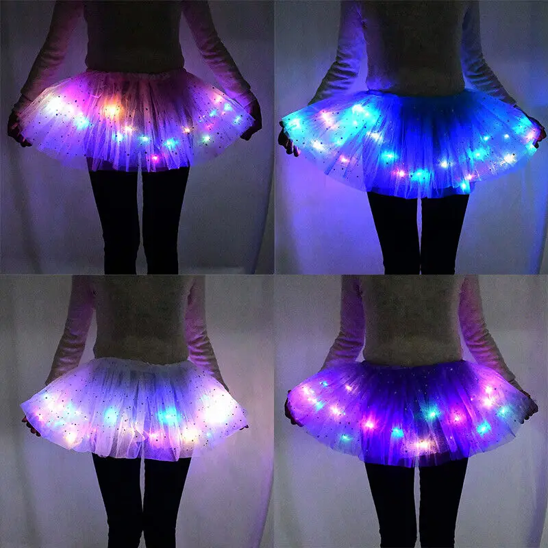 Tutu Ballet Dancing Skirt Girls LED Light Up Tutu Ballet Skirt Princess Luminous