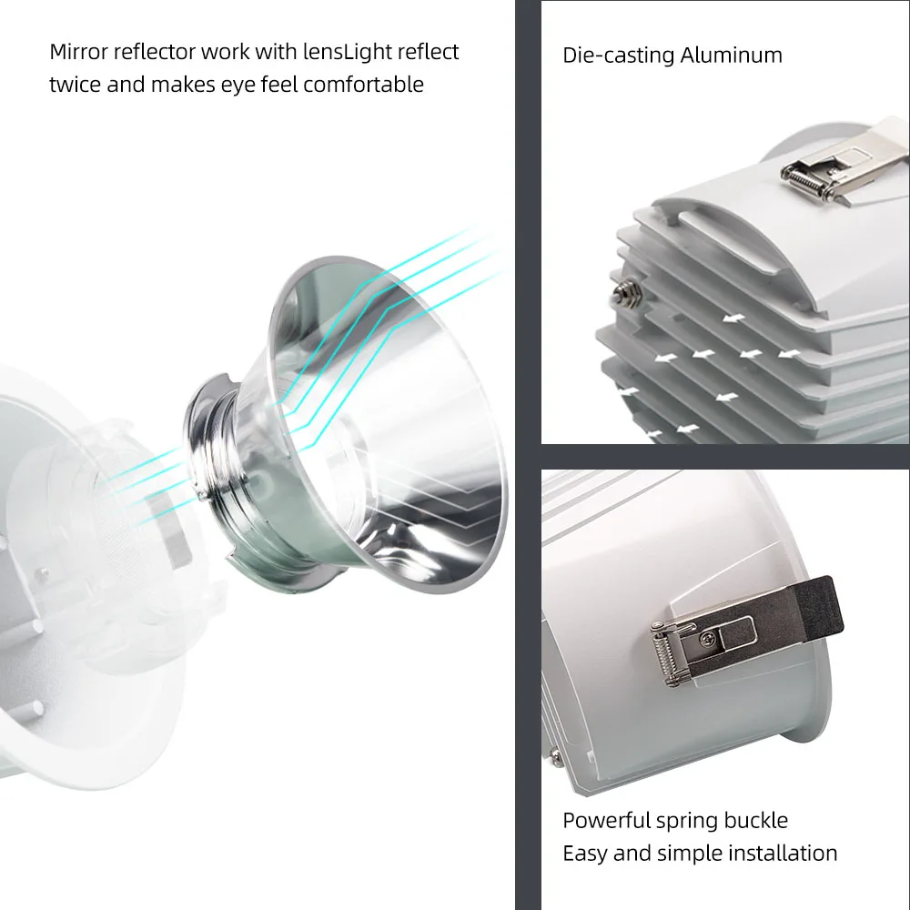 2.5inch LED downlight sMD/9w Cutout75mm input Ac200-240V recessed frameless listed led spotlight downlight