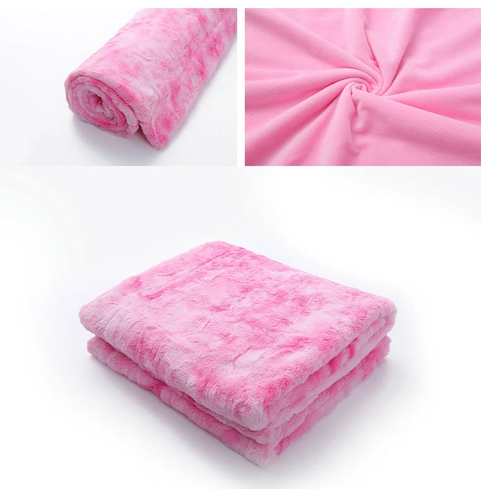 Hot Selling Factory Direct Cheap Thick Warm Tie Dye Plush Sherpa Fleece Safa Bed Throw Blanket