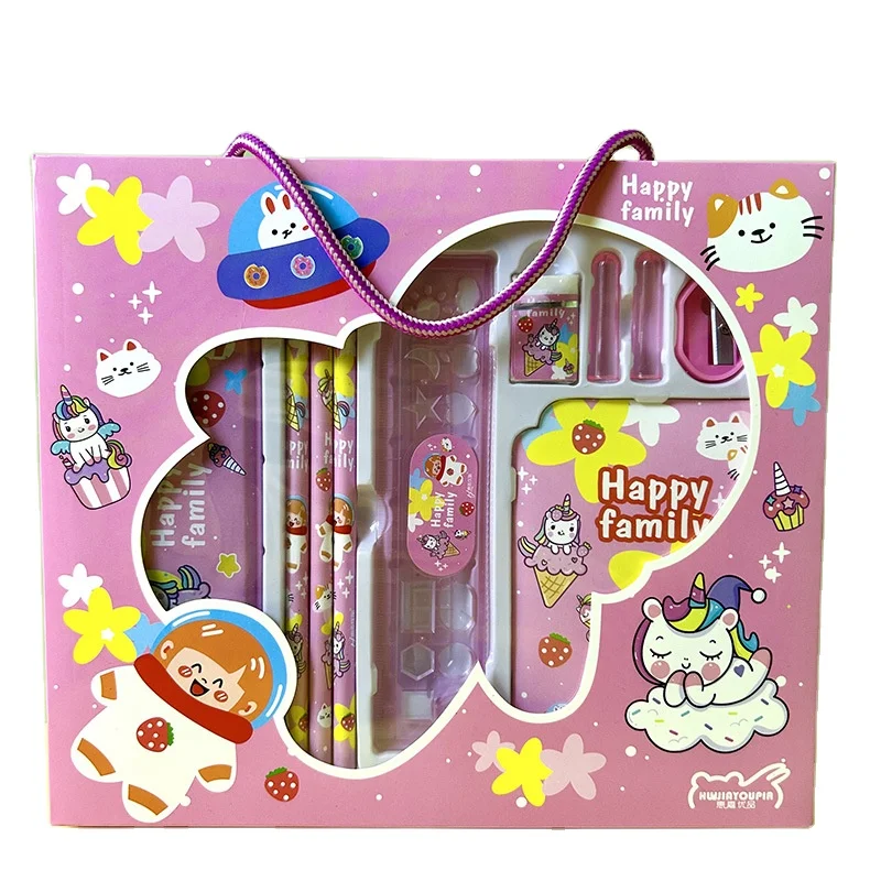 Hot sale school items for students school bags for girls and stationery set class 4 geometry box for girls stationery set