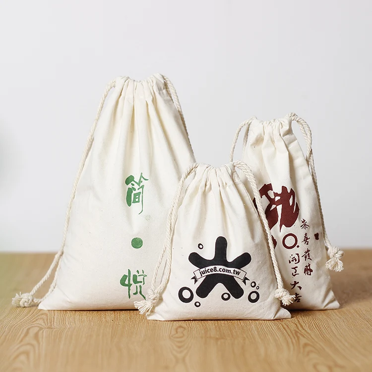 Wholesale Custom Cotton Dust bag For Handbag Printed Shoes Shopping Cotton Dust Drawstring Bag