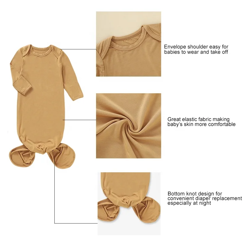 Wholesale Viscose Bamboo Baby Sleeper Gown Solid Bamboo Sleeping Gown For Babies