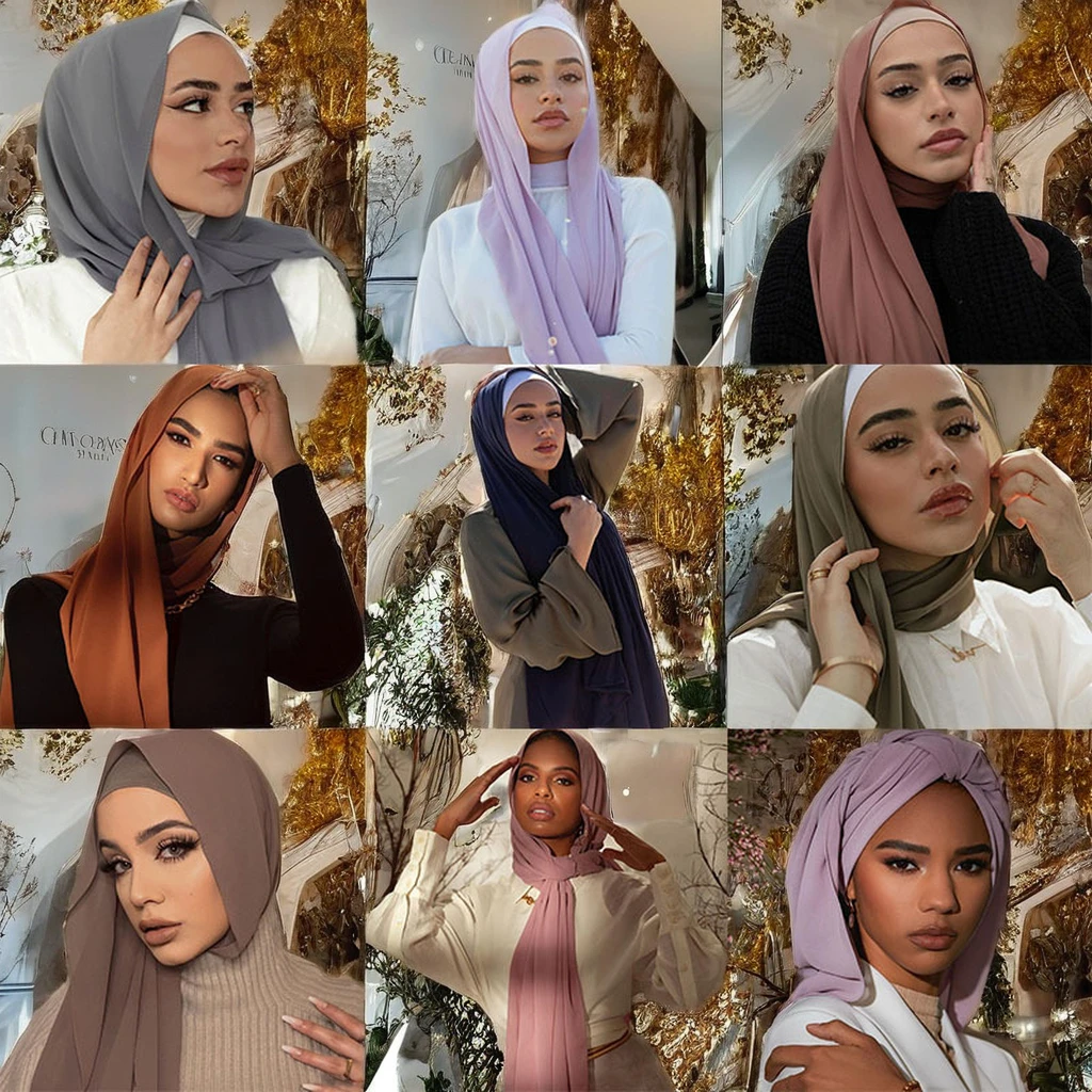 BESTELLA Wholesale Solid Color Chiffon Malaysian Middle East HeadScarves Abaya Women Islamic Muslim Hijab Scarves kerchief