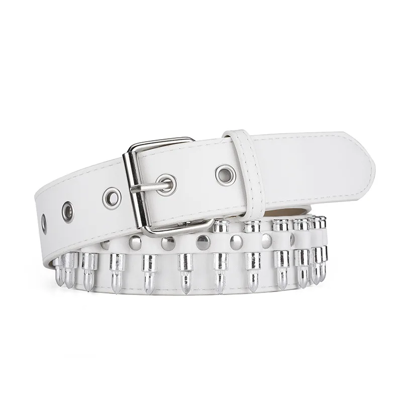 New Wide Pu Leather belt with bullet for decoration
