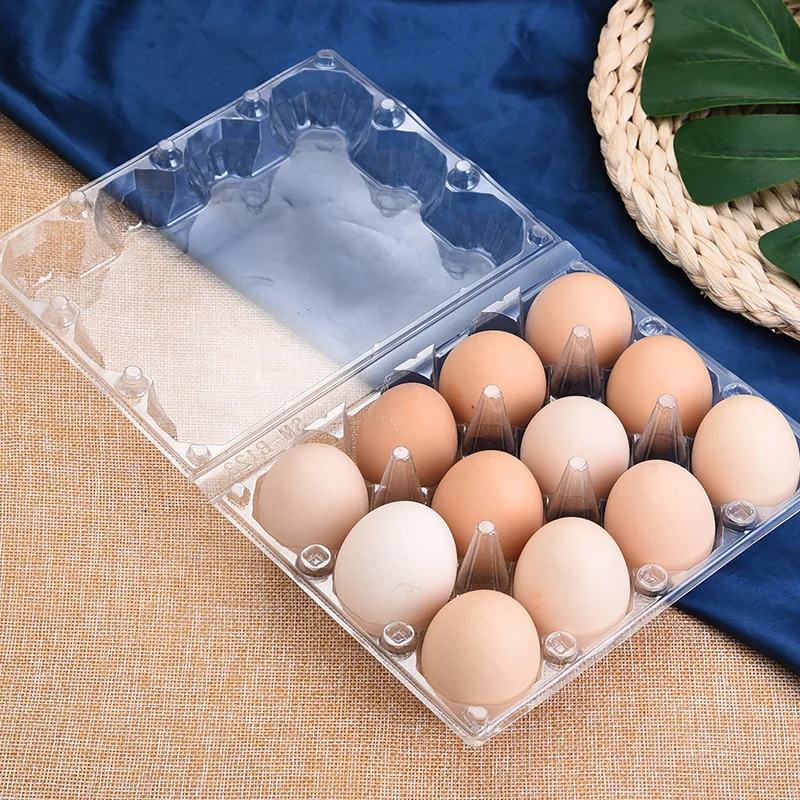 12-grid egg box Manufacturers Plastic Egg Tray Carton Holes Packaging box Plastic recyclable Customized pet Factory Supply