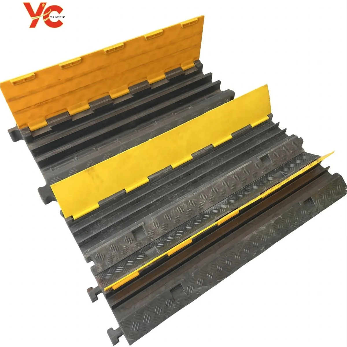 Hot sales custom outdoor limit parking 1 2 3 4 5 channel PVC plastic cable protector rubber speed hump