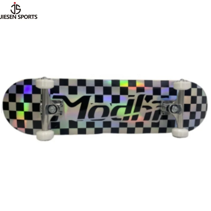 JIESEN Hot Sale Laser Skateboard Custom Pro Skate Board Deck Cheap Price Manufacture Lsare Foil 7 Layers Wood Maple