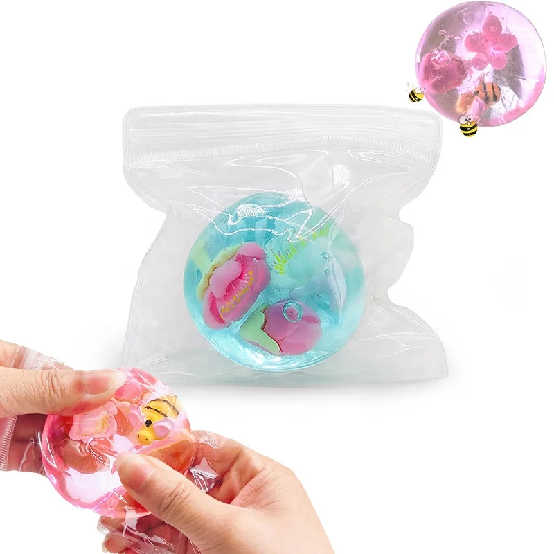 Spring Series Two Colours Flowers Bees Maltose Squeeze Super Soft Wholesale Stress Squeeze Balls Stress Relief Exercise Toys
