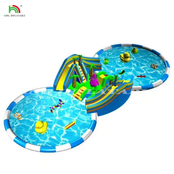 Inflatable Water Slide With Pool Park Inflatable Aqua Land Water Park Games