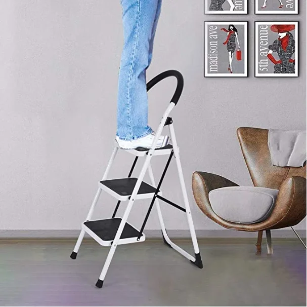 EN14183 standard for house supermarket steel f 3step folding ladder