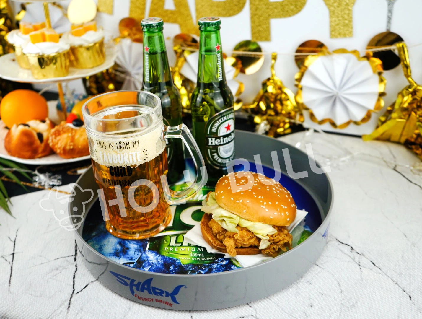 
14 inches round Tray with Non-Slip Surface,Heavyweight Plastic Round Catering Tray with High Edge 
