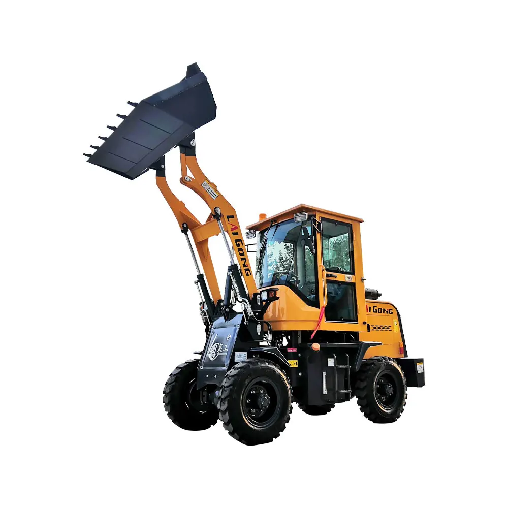 Articulated mini wheel loader skidsteer wheeled flexible multifunctional use yellow painting