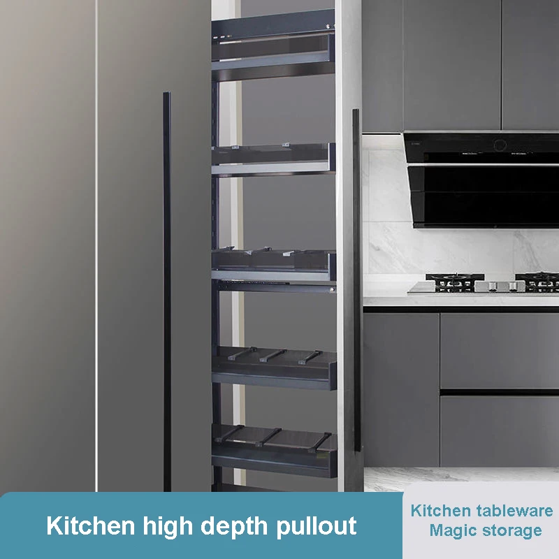 Kitchen Cabinet Storage Soft Closing Tall Deep High Pull Out Hidden Pantry Set Basket