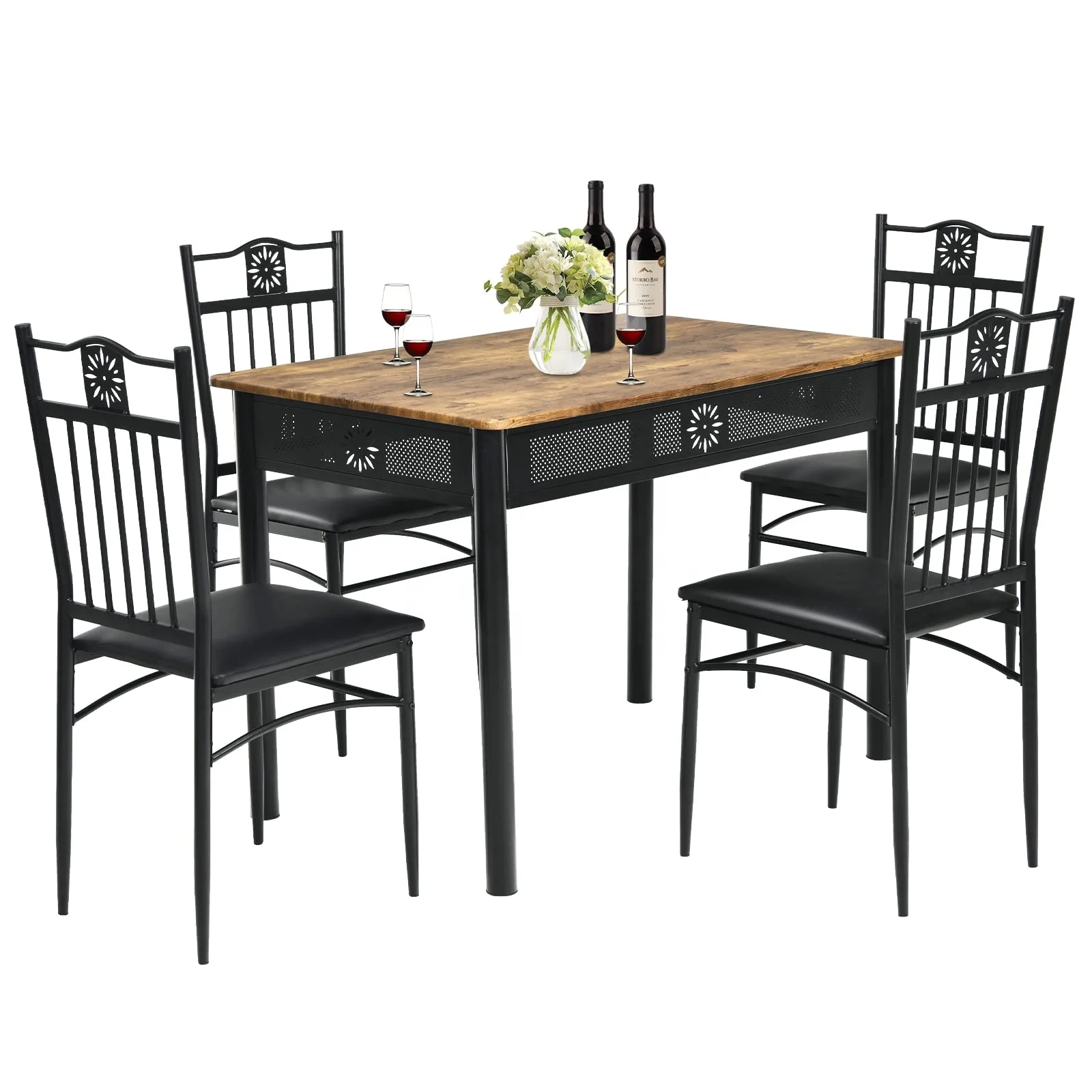Home furniture Nice design dining room table set with Fabric cushion seats For Sale