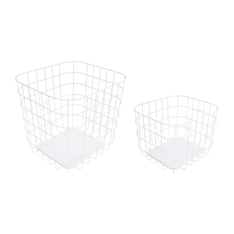 2 Pack  Metal Basket with iron board Steel Stackable Basket