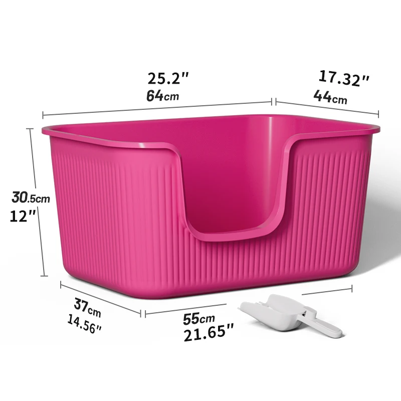 CATSOUL Design Extra Large Cat Litter Box Open Top Vertical Stripes Pet Toilets Sturdy