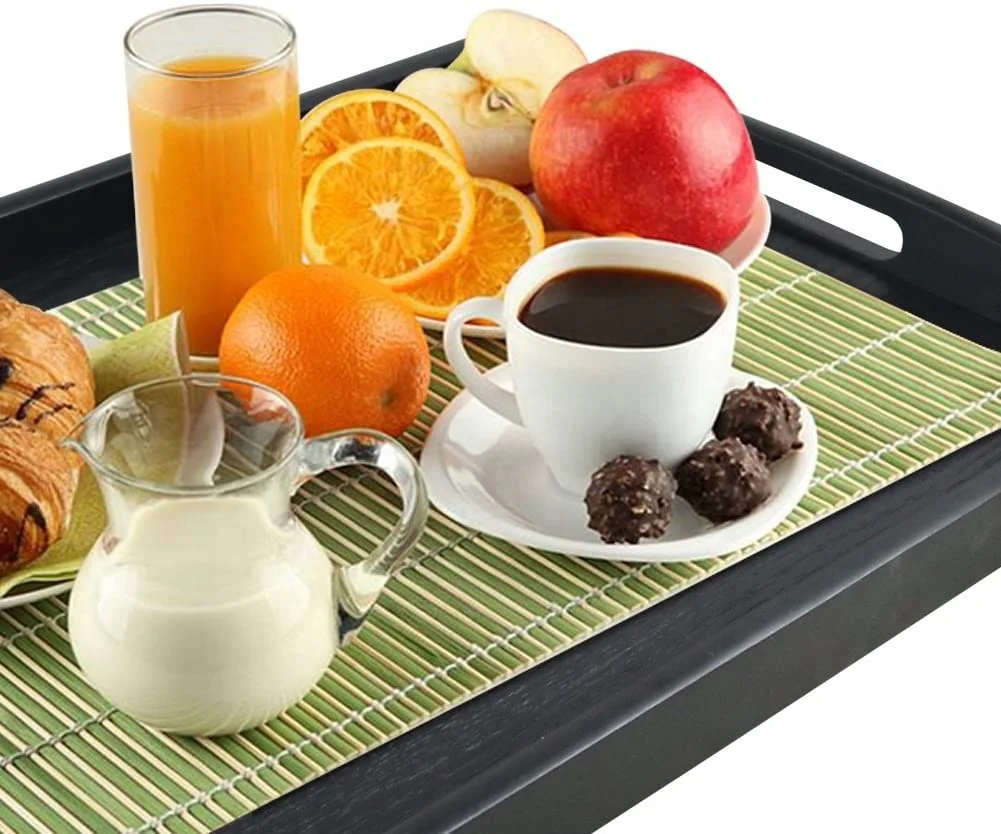 wholesale custom luxury High quality Large Black Ash Wood Serving Tray for Handles