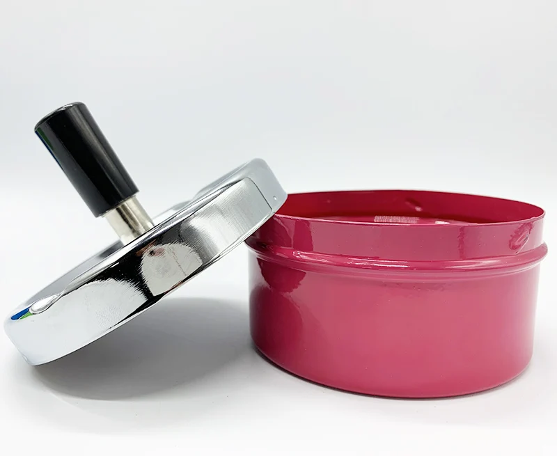 Factory Custom Portable Round Push Down Cigarette Ash Container Metal  Cigar Ashtray With Wind-proof Tray  for figure cigarette