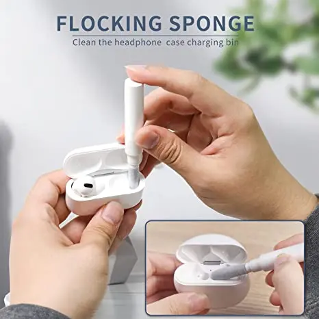 Portable 3-in-1 earphone cleaning pen tool for airpod dust removal anti blocking earphone Cleaning Kit