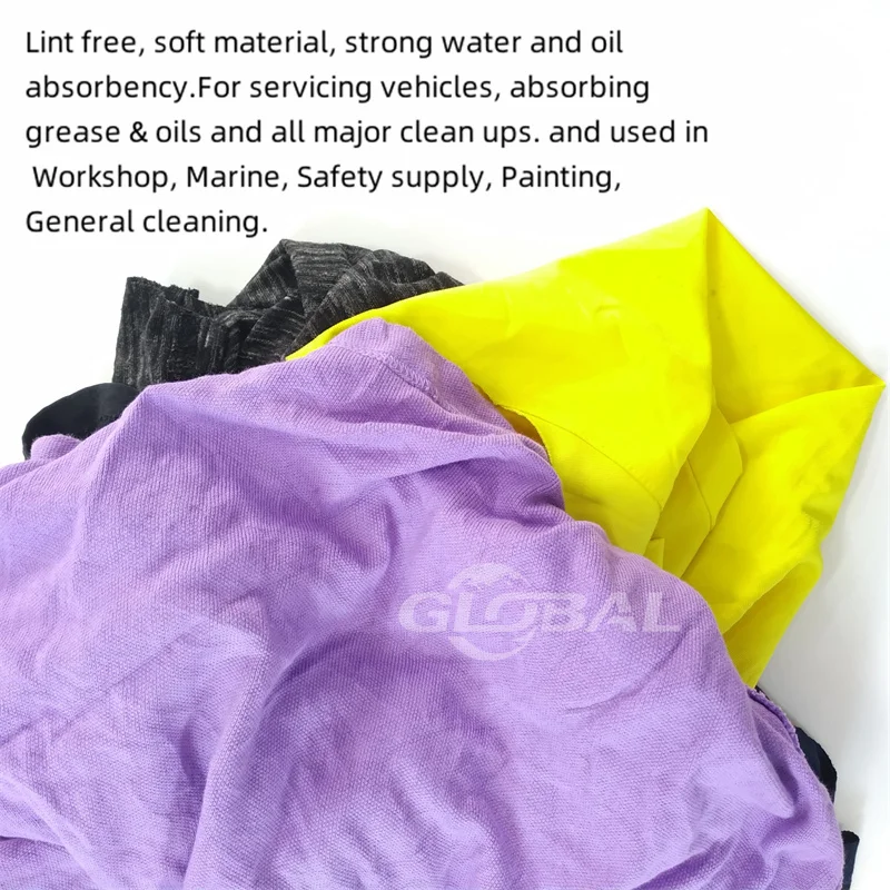 Textile Waste Recycling cloth scraps shop cleaning mixed color industrial cleaning rags 100% cotton t shirt rags