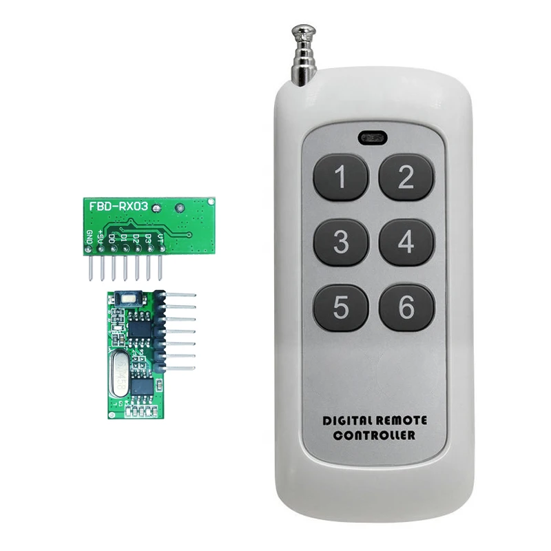 433mhz rf transmitter receiver module 6 button remote hoist controller Ev1527 learning code Wii remote
