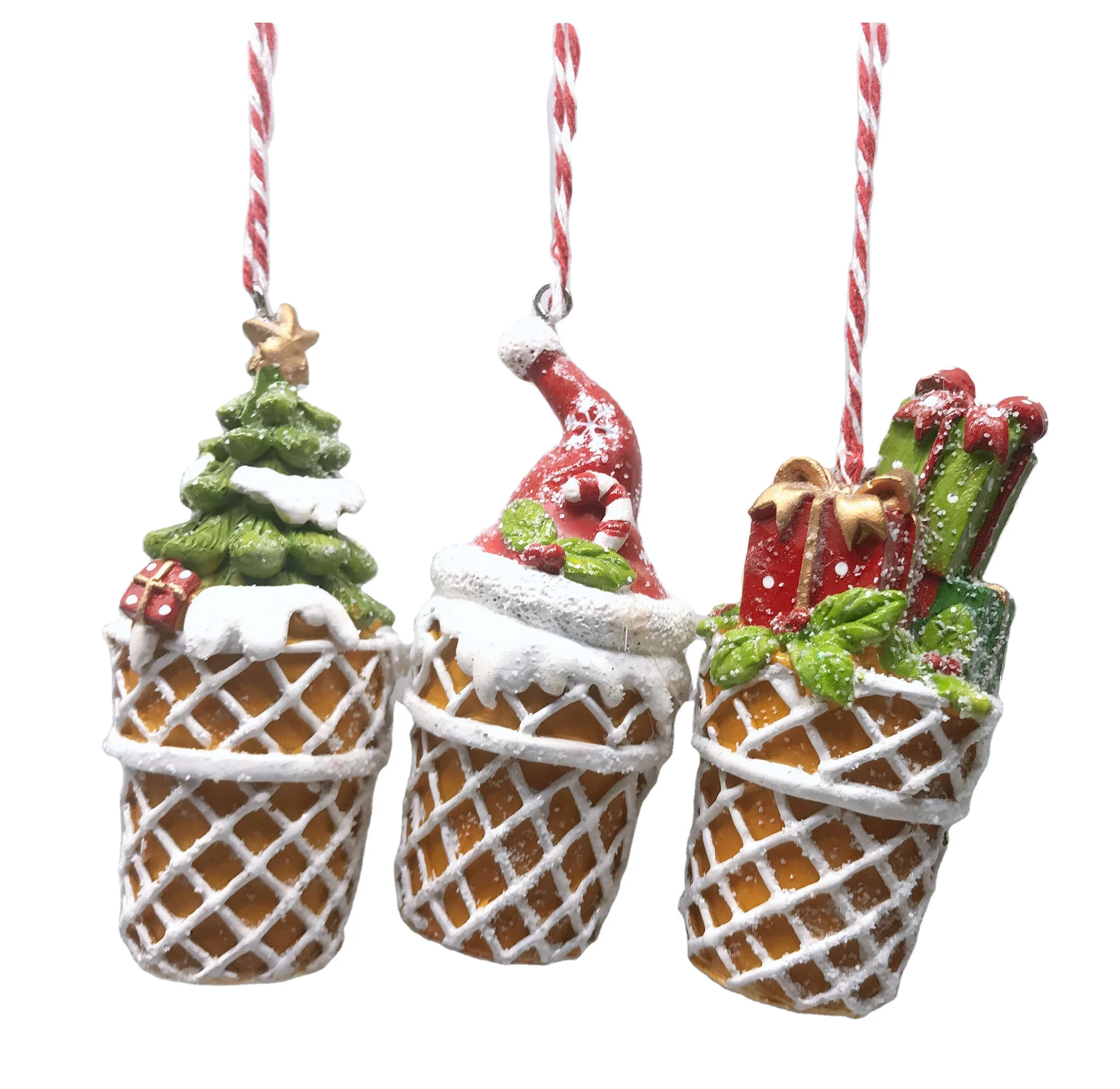 Hand-painted Resin Lovely Food Sweet Candy Cake Hanging Ornament For Christmas Christmas Cake Ornament Resin Cake Shape Decor