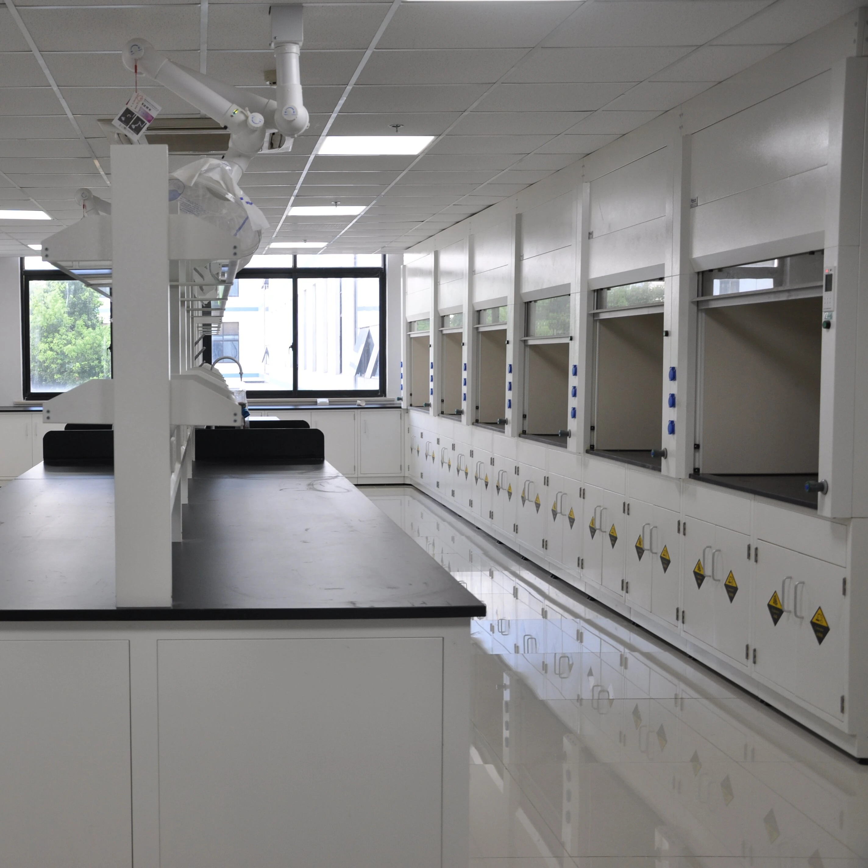 Professional custom chemical laboratory epoxy resin table top all steel desktop fume hood