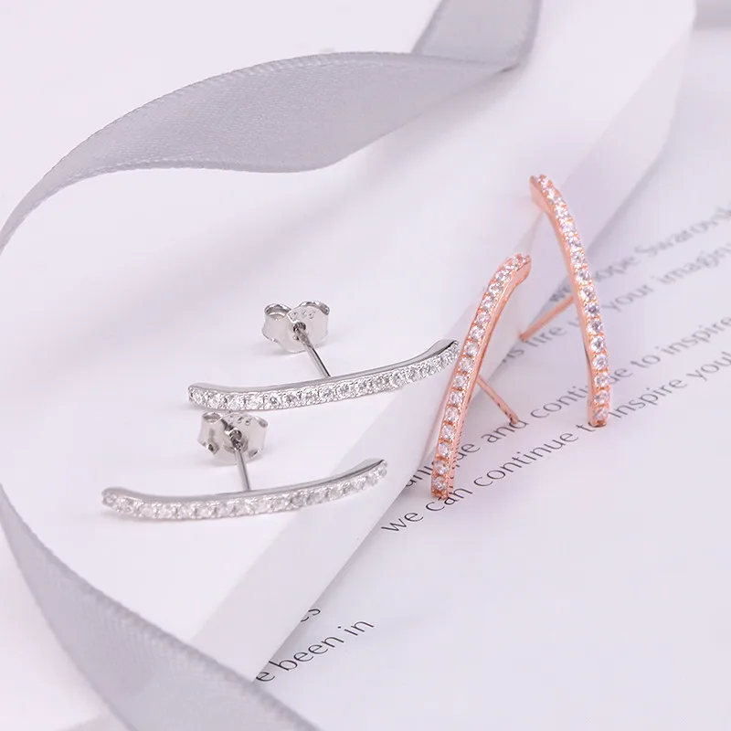 2021 Hot Sale New Creative Luxury European 5A White Cubic Zirconia Gemstone Ear Studs 925 Sterling Silver Earring