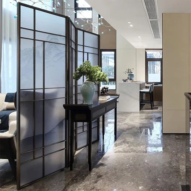 Chinese Style Stainless Steel Partitions Screens Hall Room Divider Stainless Steel Screen Partition Unique