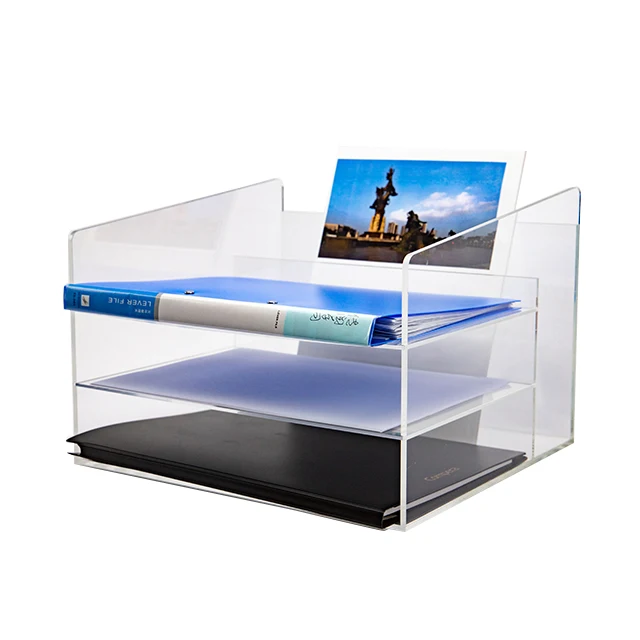 Custom size 3 tier clear acrylic display stand menu book magazine display holder