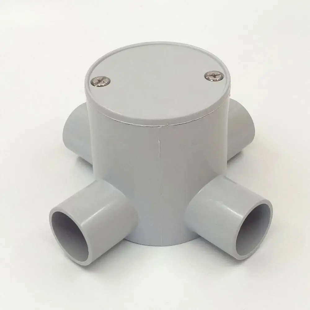 Electrical Conduit Fitting PVC Pipe Deep 4 Way Round J/BOX Junction Box  With 4 Way Entries