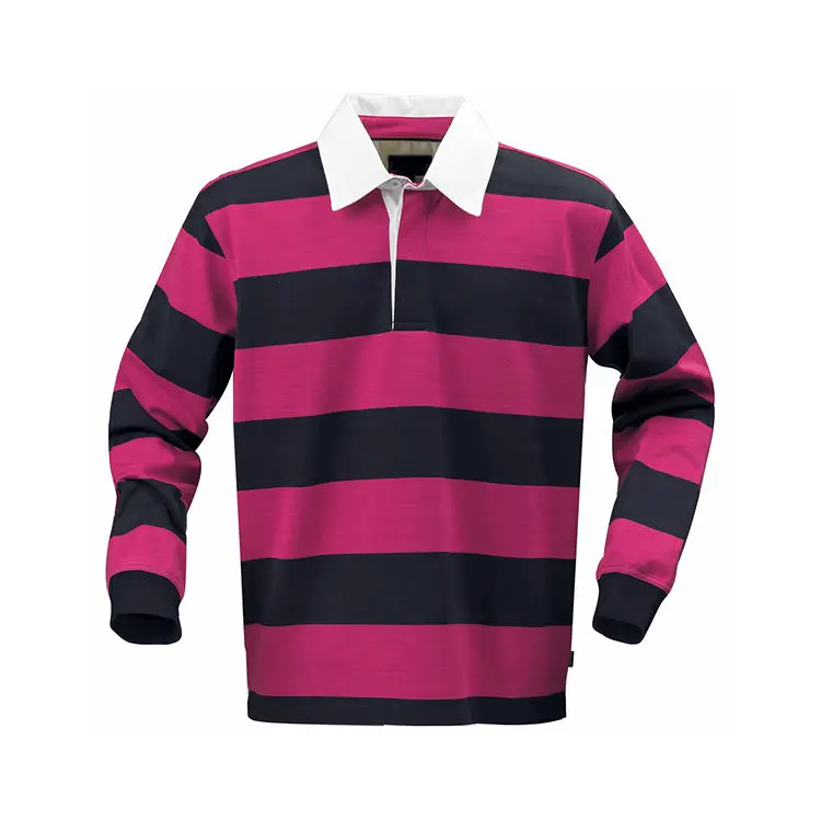 B17 Striped Long Sleeve Rugby Polo Custom Made Heavy Weight Unisex Football Jersey Quick-dry Rugby Polo Men Women