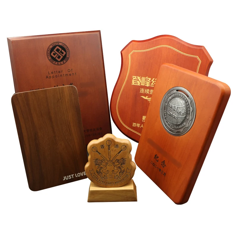 Military Qatar Box Iron Bar Supporting Plaques Large Hunting Trophies And Award Wood Part Custom Hard Resin Wooden Base Trophy