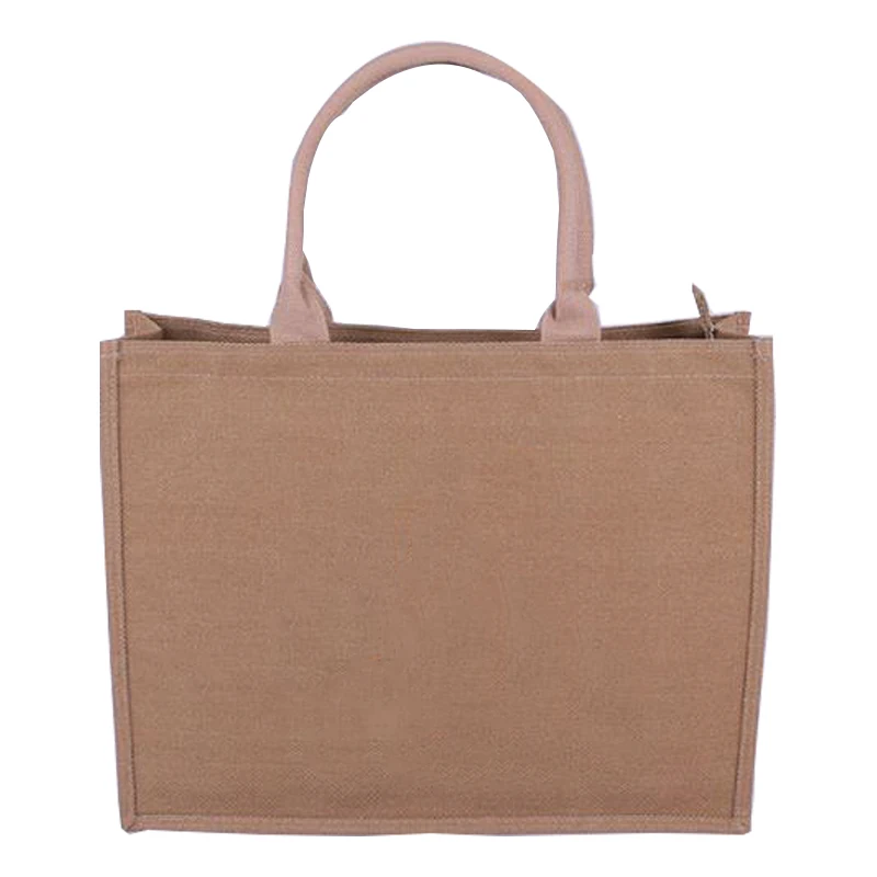 Custom Logo Printed Eco Recycle Natural Foldable Reusable Jute Burlap Linen Laminated Shopping Jute Tote Bags