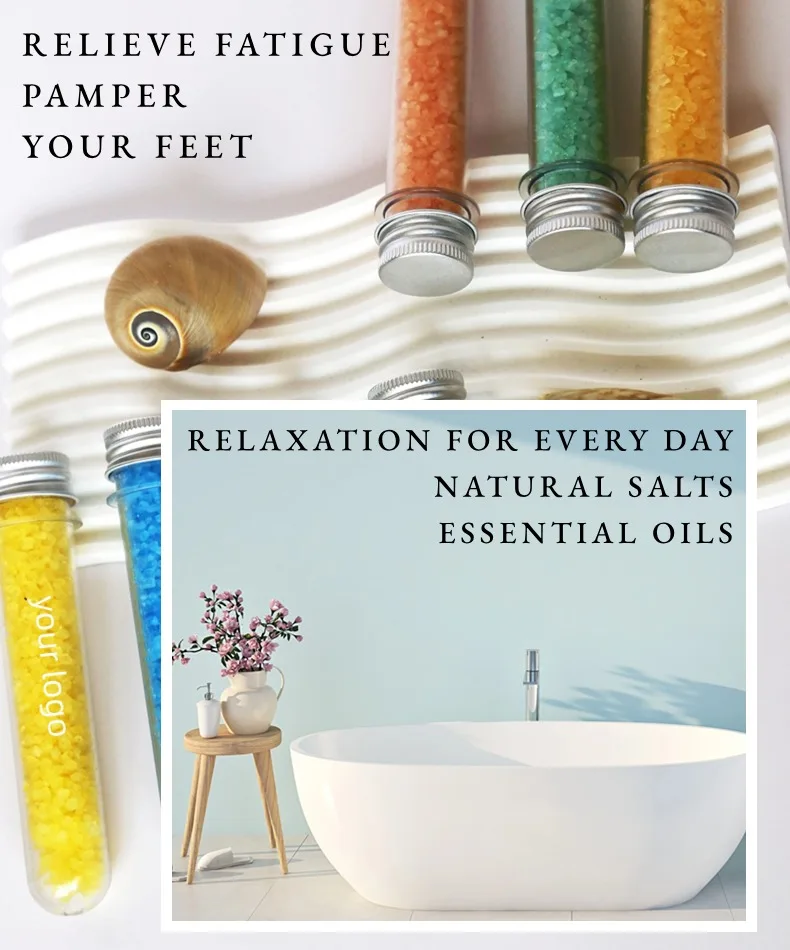 100g Sea Salt in Tube Bottle Manufactory Private Label Custom Spa Bath Unrefined Foot Bath Salt
