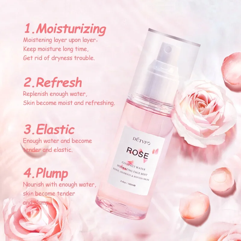 Wholesale private label pure organic hydrating moisturizing face rose water toner spray for face