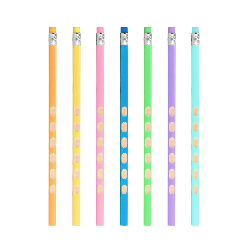 High Quality Custom Wooden Groove Pencil Set 30/50 HB Cute Cartoon Design Laser Engraved Name Logo Barrel Standard Pencils