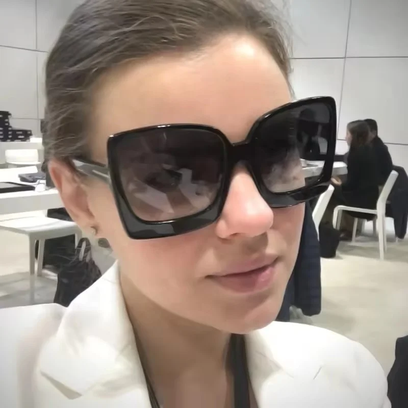 Luxury Oversized Female Shades Sunglasses Womens PC Big Frame Sun Glasses Popular Leopard Square Sunglasses Custom Logo