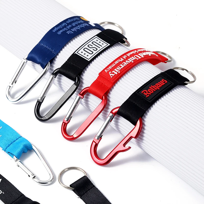Colorful Short Carabiner Lanyard Wristlet Webbing Free Design Custom Polyester Laynards Hand Wrist Strap Lanyard Keychains