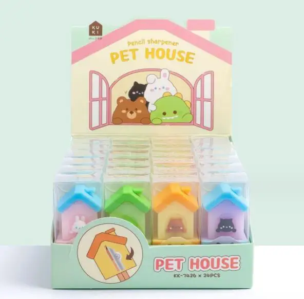Cute Pet House pencil sharpener cartoon student stationery portable mini pencil sharpener
