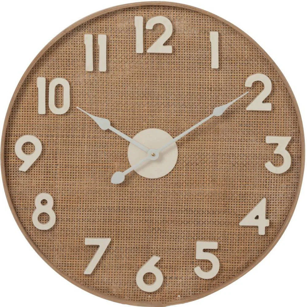 Boho Rattan Wall Clock Wood Digital Alarm Clock Time Display Electronic Wood Dial Wall Clock For Home Decor