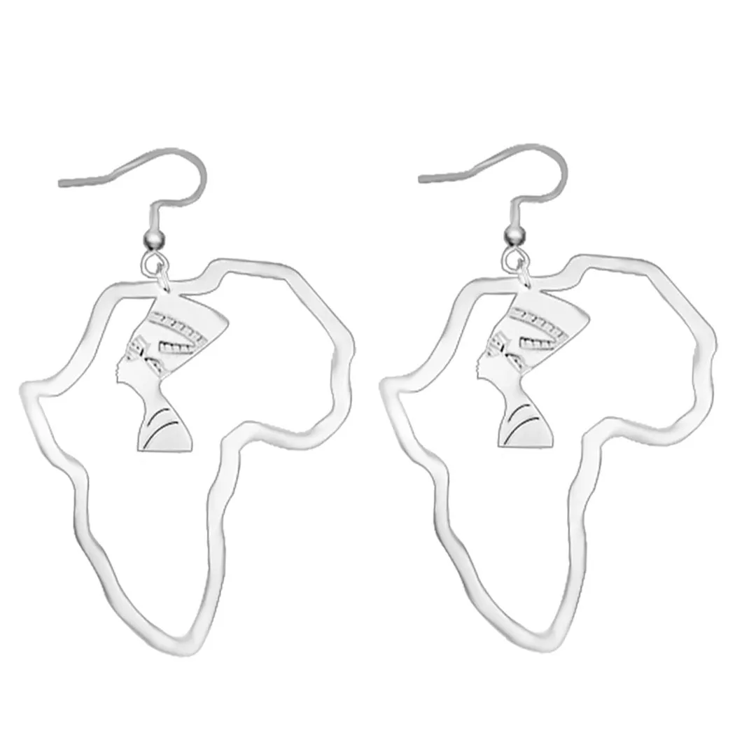 Africa Map Earrings 18K Gold Plated Fashion Hip Hop Jewelry
