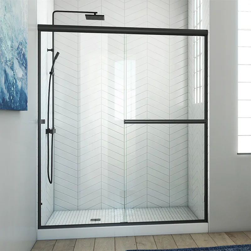 Bathroom sliding door enclosure 4mm 5mm flat curved tempered glass shower door