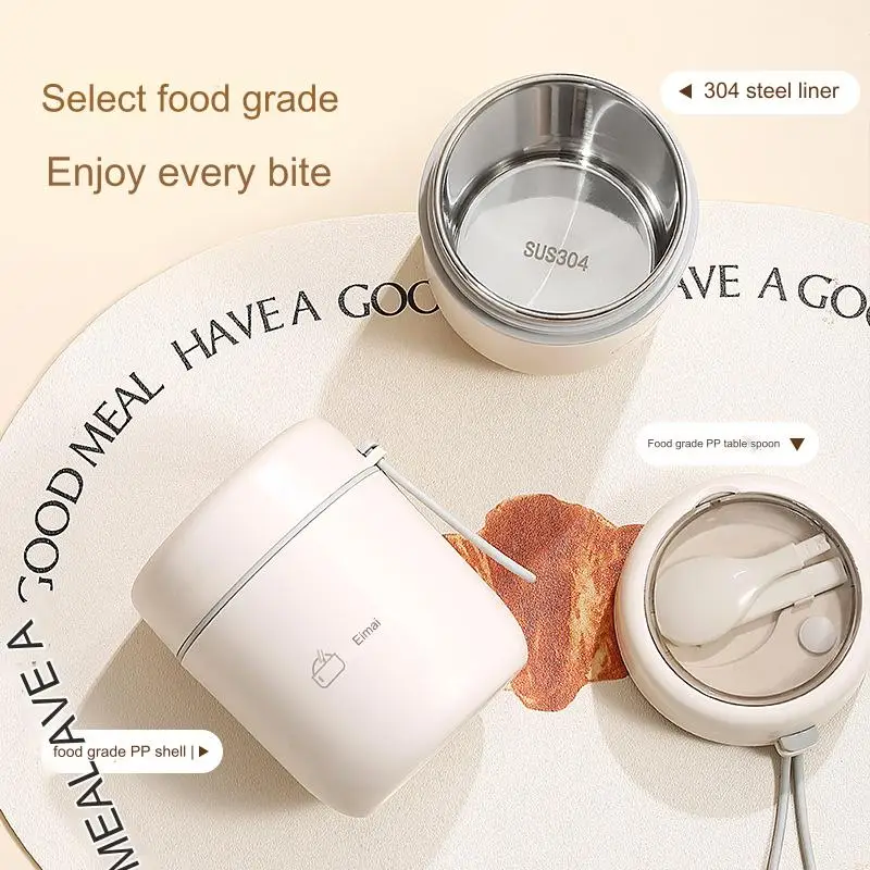 Large Capacity Porridge Soup Breakfast Cup Food Jar Flask Thermal Insulated Stainless Steel Lunch Box for Kids with Spoon